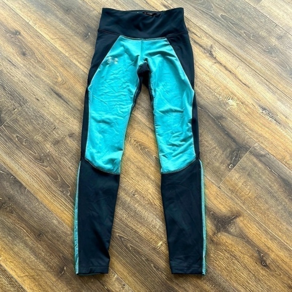 Under Armour Cold Gear Compression Leggings (Black/Teal, Size XS)